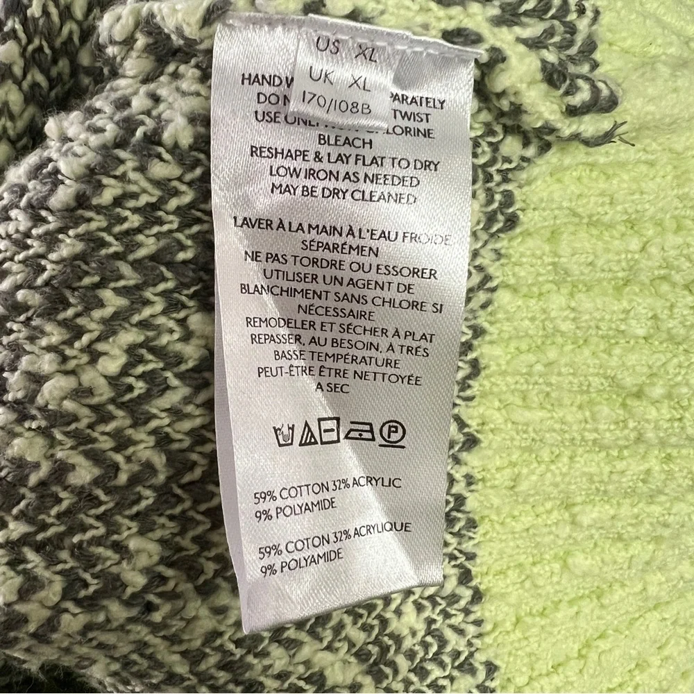 Free People Olive Green and Light Lime Floral Turtleneck Sweater - Picture 6 of 6